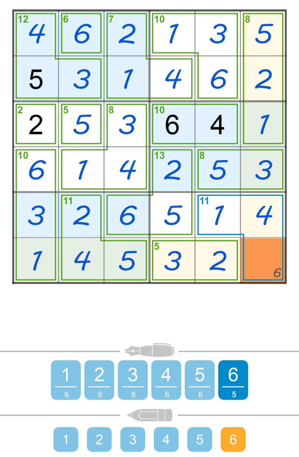 KenKen puzzle with numbers and operations