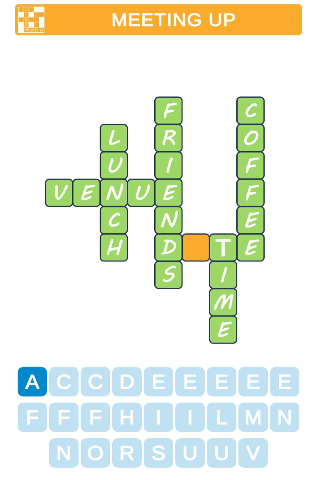 Word puzzle with meeting-related words.