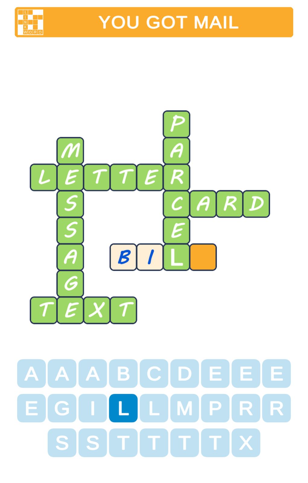 Crossword puzzle with mail-related words.