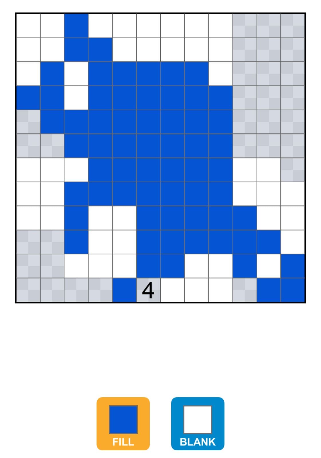Nonogram puzzle with blue filled squares