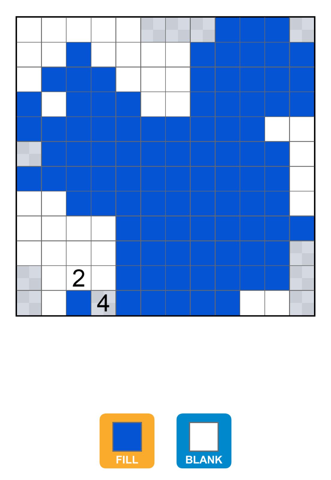 Picross puzzle with filled and blank squares