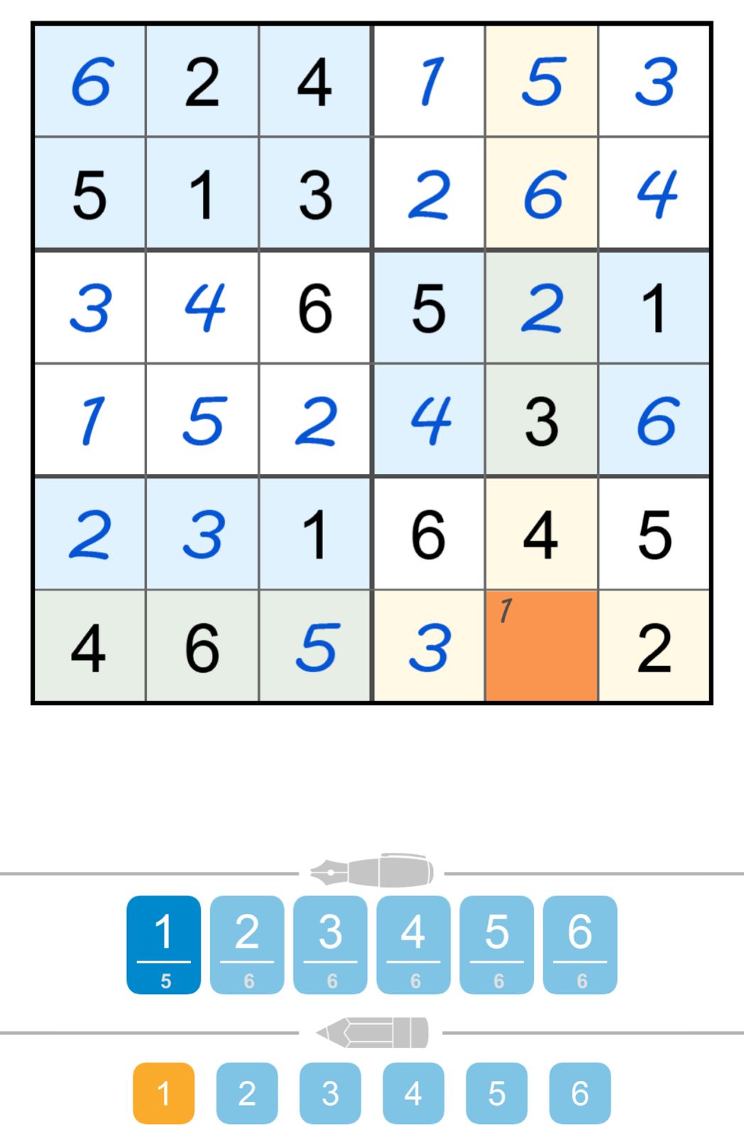 Partial Sudoku puzzle with colorful squares.