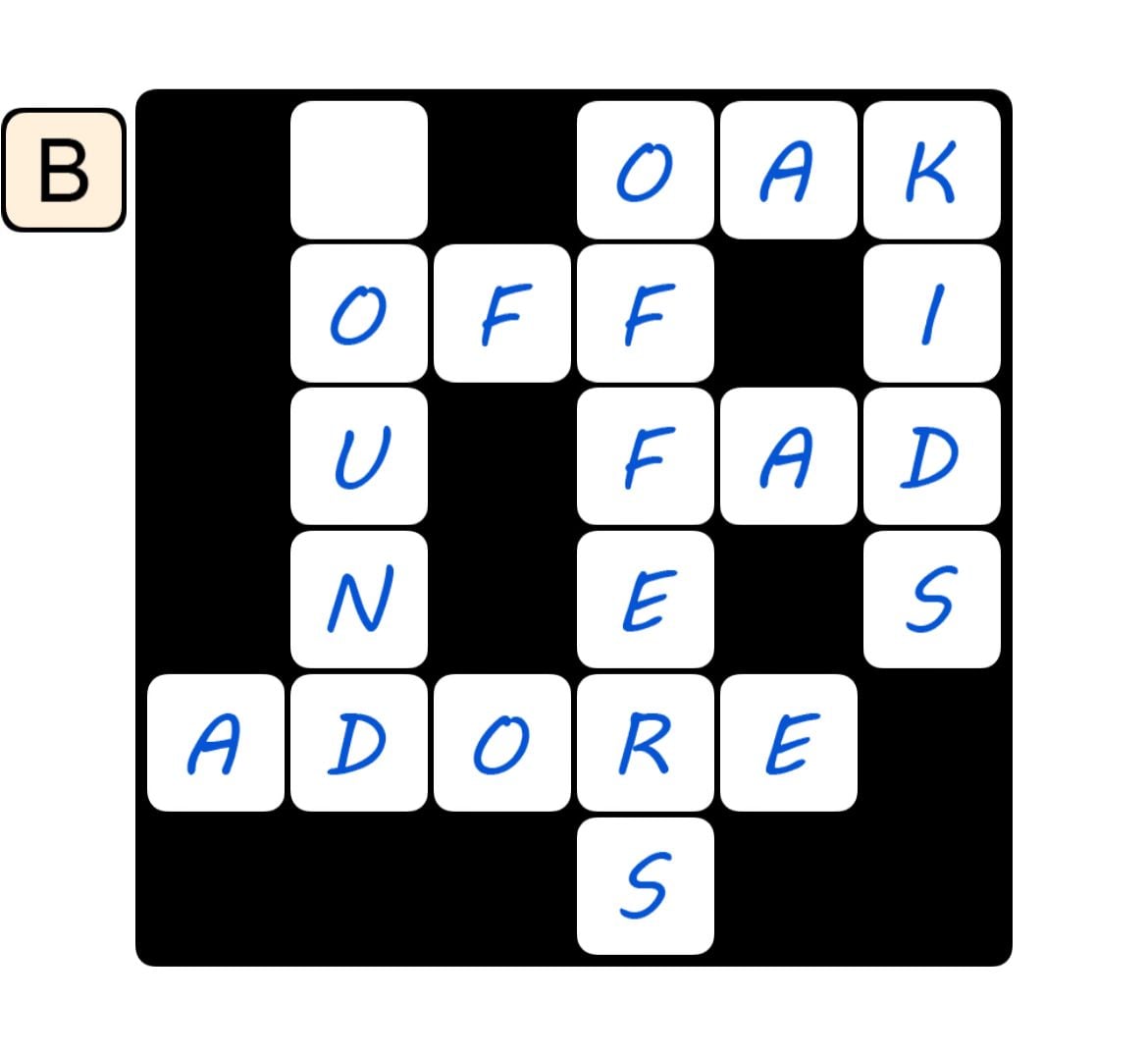 Word puzzle with letters and empty squares.