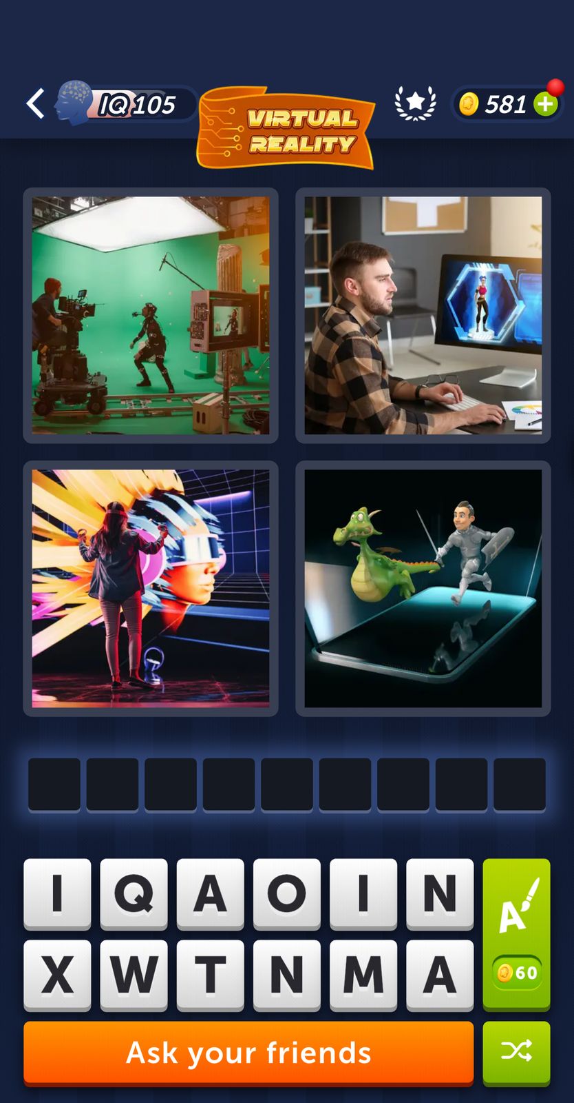 4 Pics 1 Word Daily Bonus Puzzle February 14 2025 Virtual reality concepts with various digital scenes