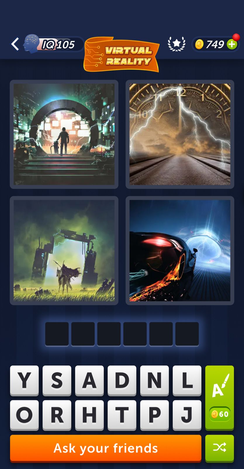 Virtual reality game with puzzles and car race.