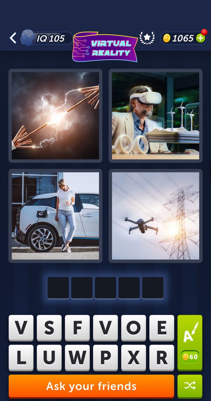 VR app puzzle with electricity and technology images.