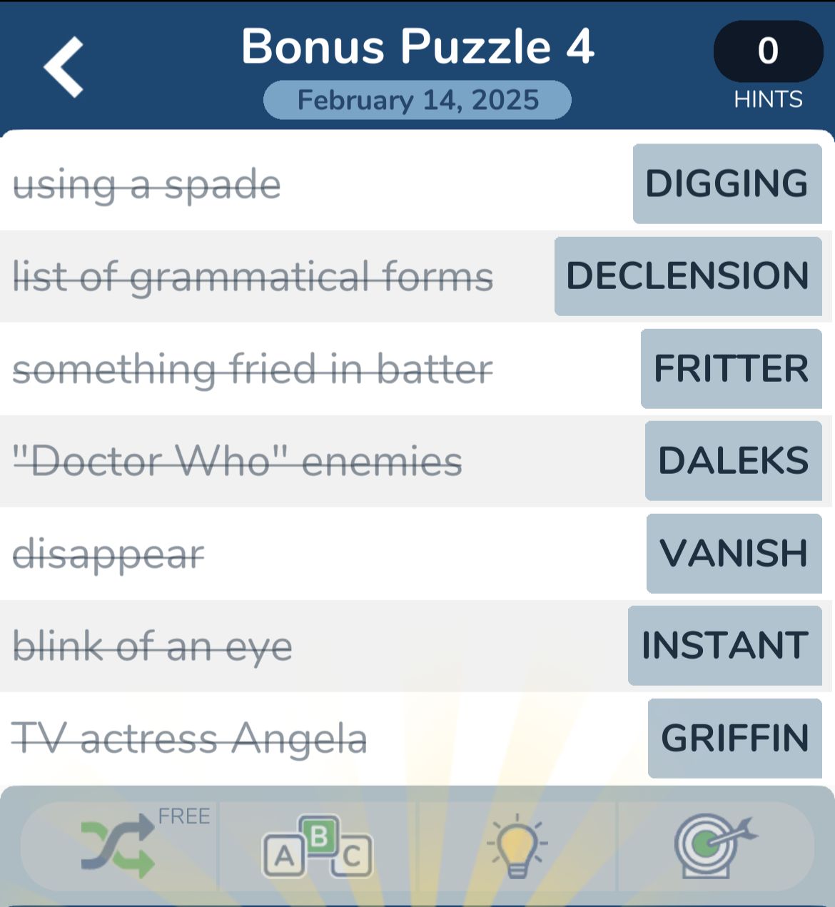 Crossword puzzle clues and answers grid.