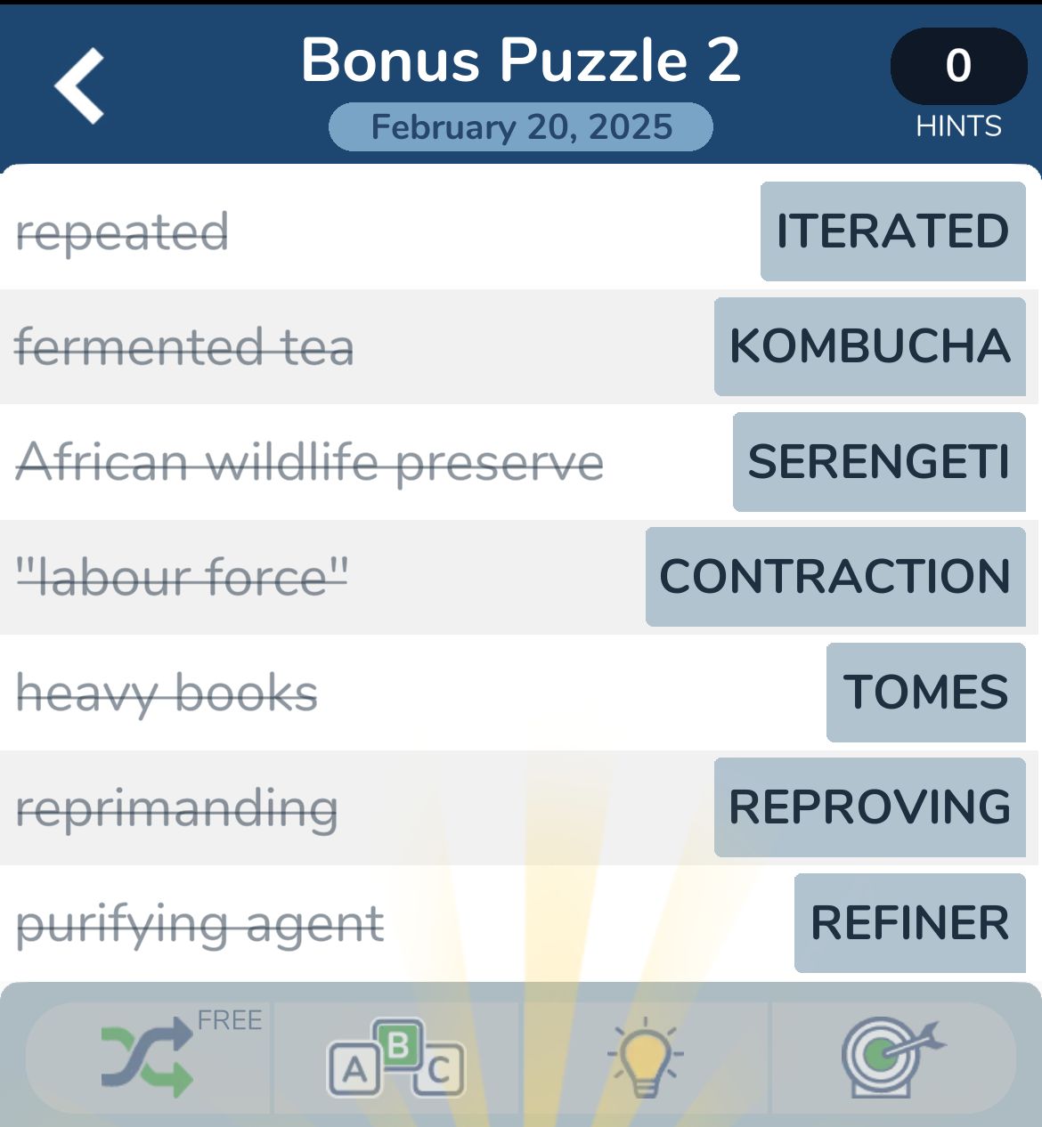 Word puzzle with matching definitions and words.