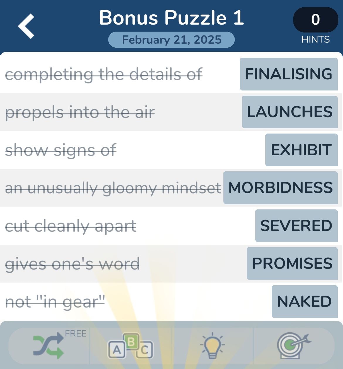Crossword puzzle with seven clues and answers.