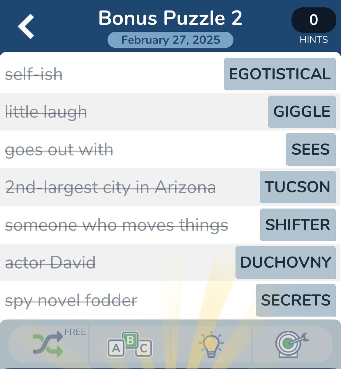 Bonus puzzle 2 with crossword clues and answers.