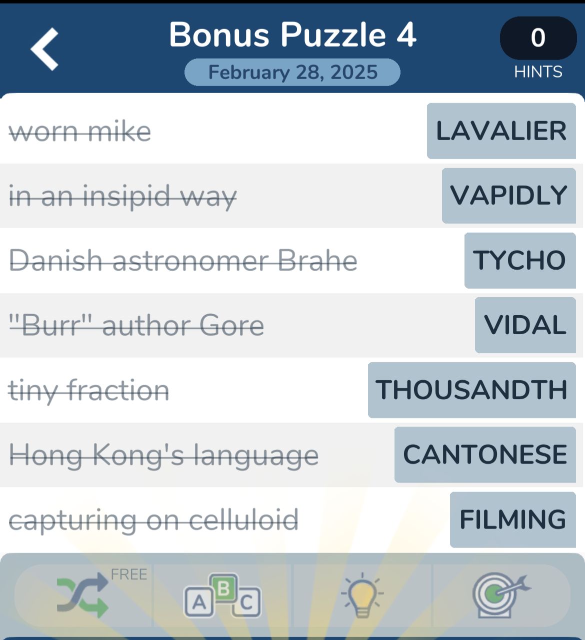 7 Little Words February 28 2025 Bonus 4 Word puzzle answers for February 28, 2025.