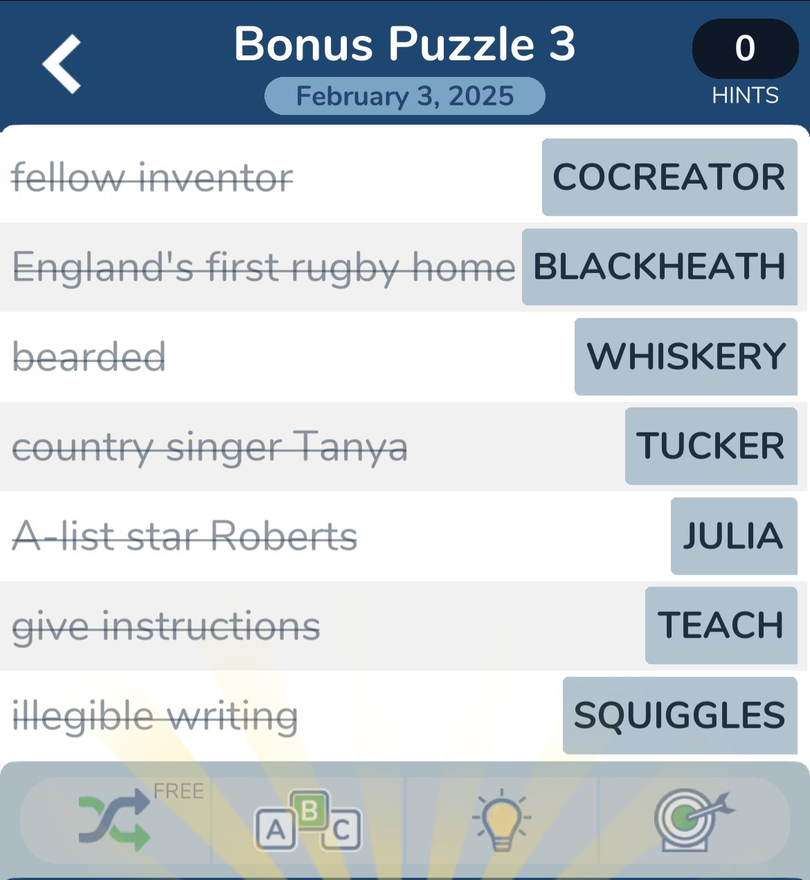 Crossword clues and answers February 3, 2025