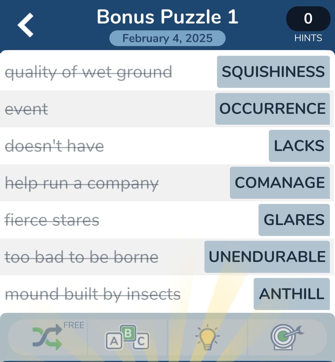 Crossword puzzle with clues and answers displayed.