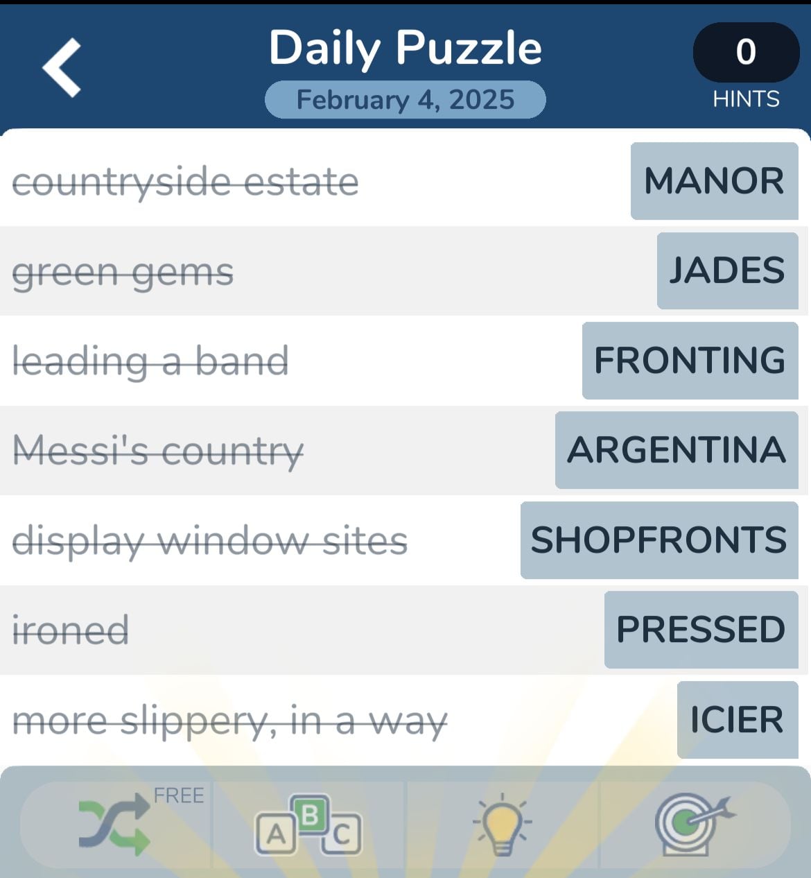 Crossword clues and answers for February 4, 2025