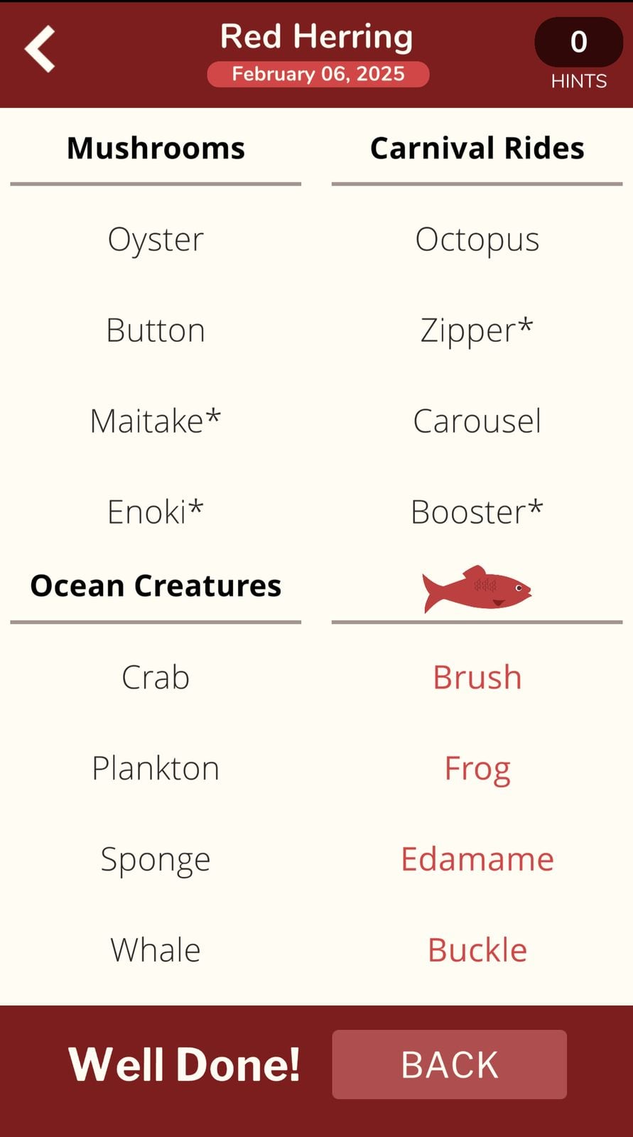 Red Herring game puzzle screenshot, February 2025