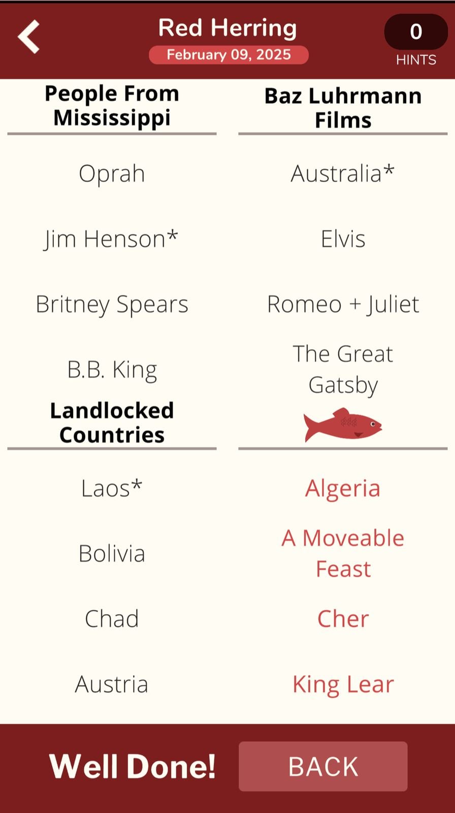 Puzzle categories: Mississippi, Films, Countries.