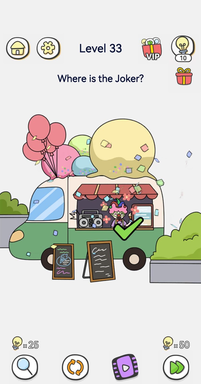 Game level 33, Joker in ice cream truck.