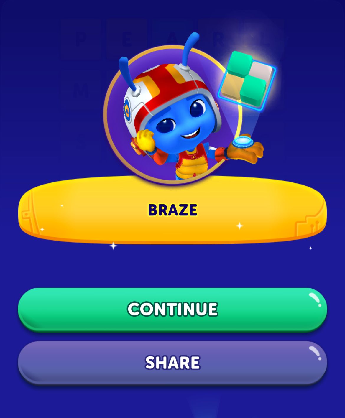 Blue character with colorful cube and game menu