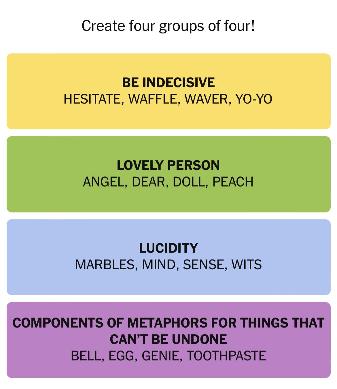 Grouping words for concepts and metaphors.