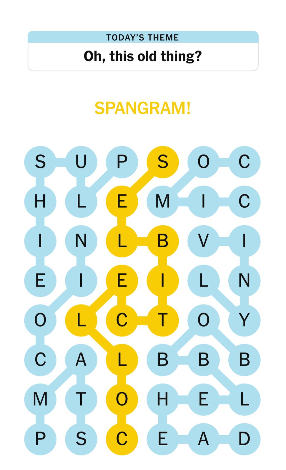 Word puzzle with Spangram highlighted.