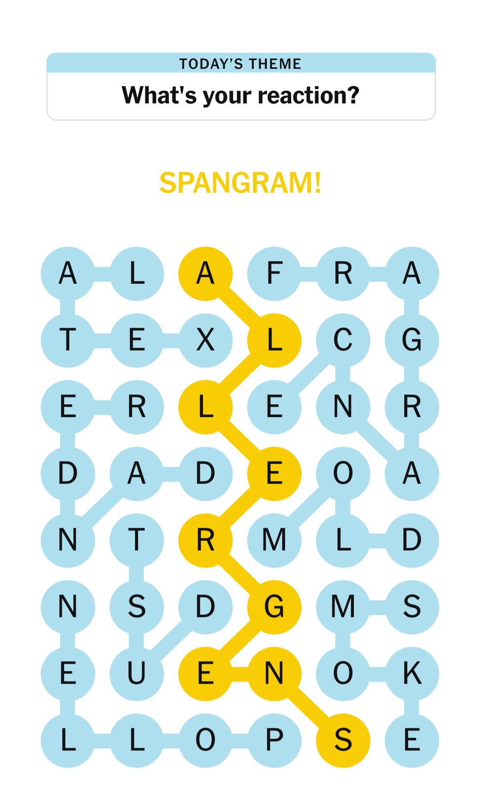 Word search puzzle with connected letters highlighted.