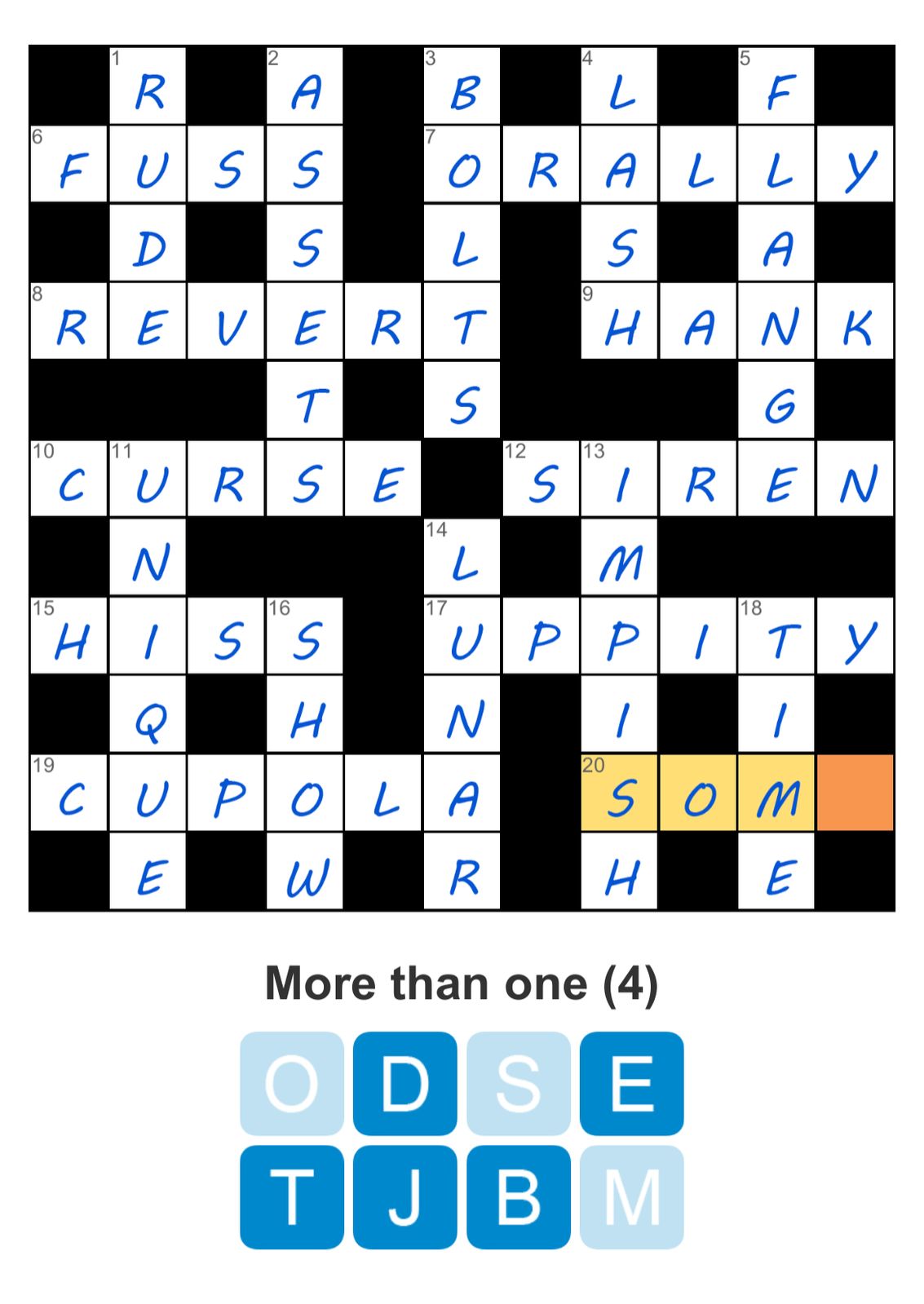 Crossword puzzle with words filled in.