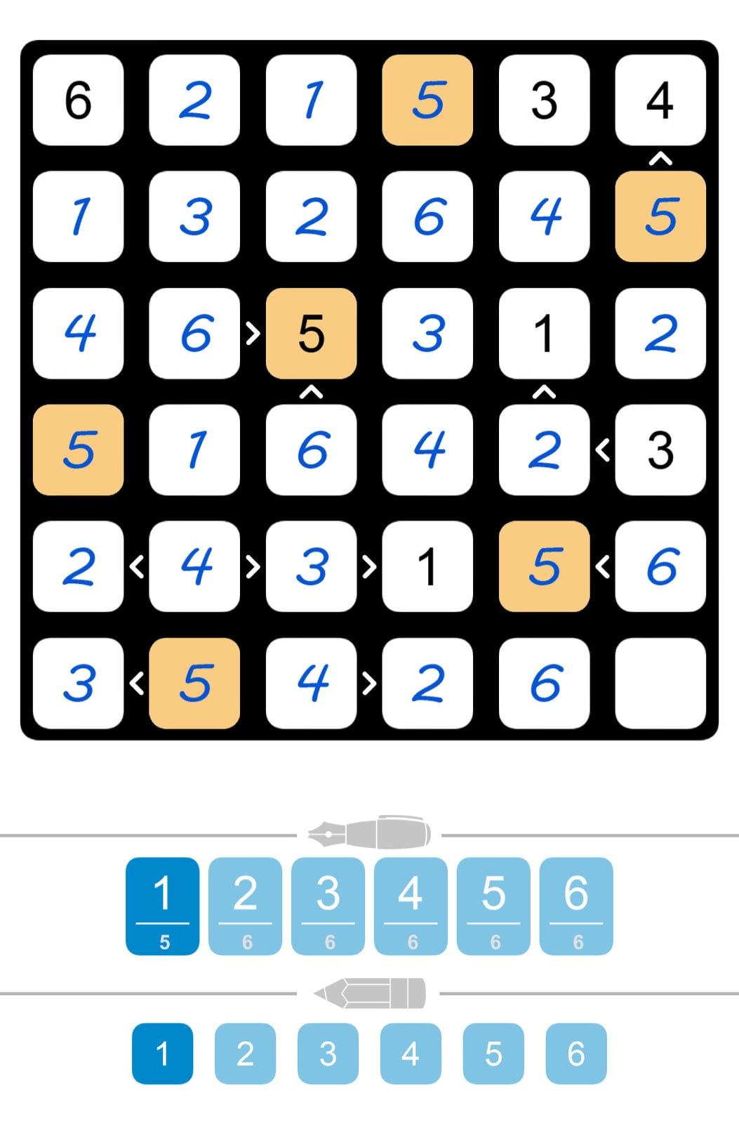 Number puzzle game grid screenshot.