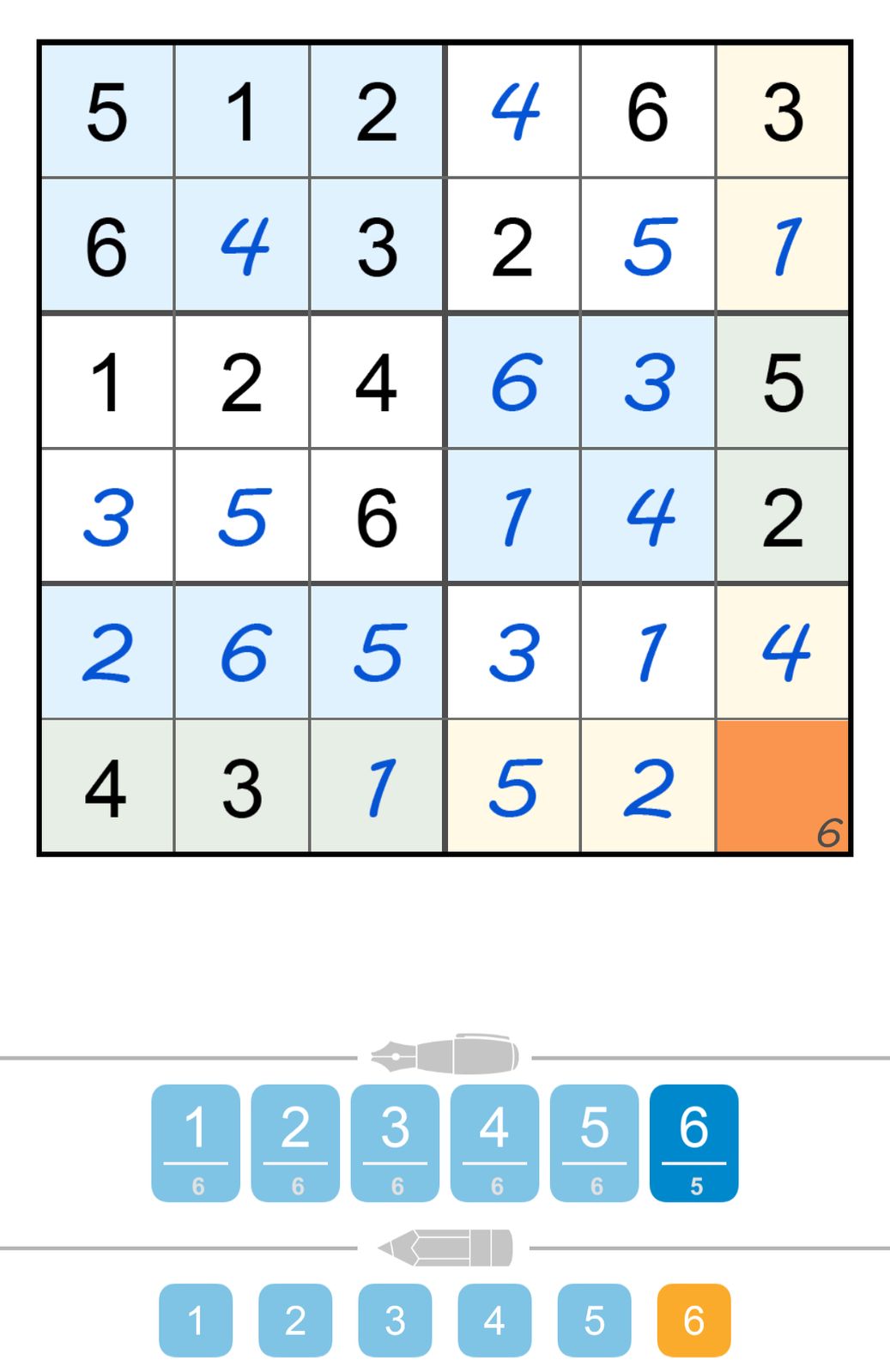 Interactive Sudoku puzzle partially completed.