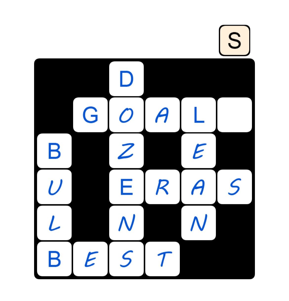 Word puzzle board with various English words.