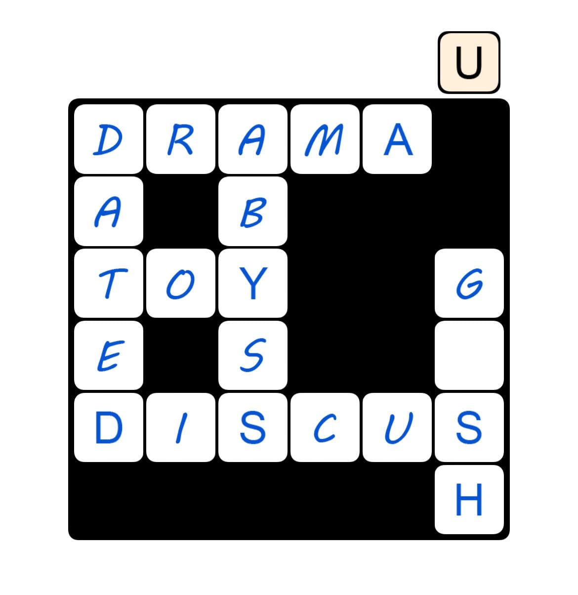 Crossword puzzle with words in a grid