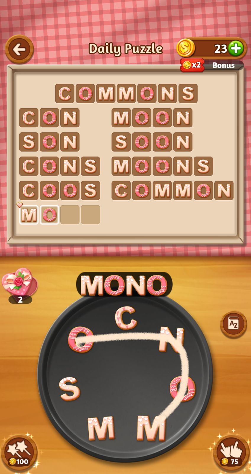 Word puzzle game forming 'COMMONS.'