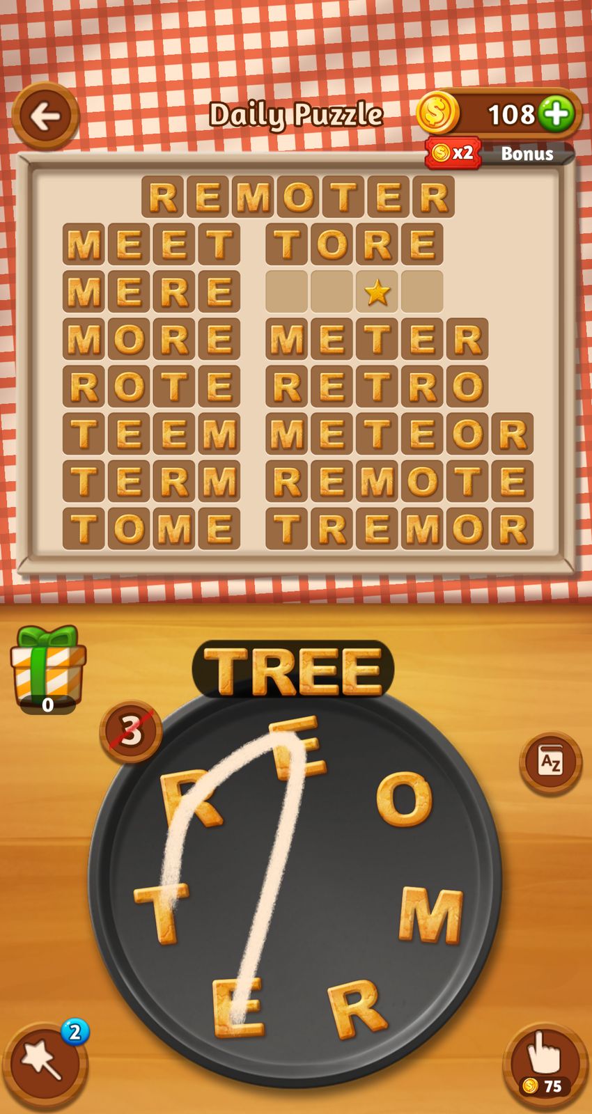 Word puzzle game, connect letters to form words.