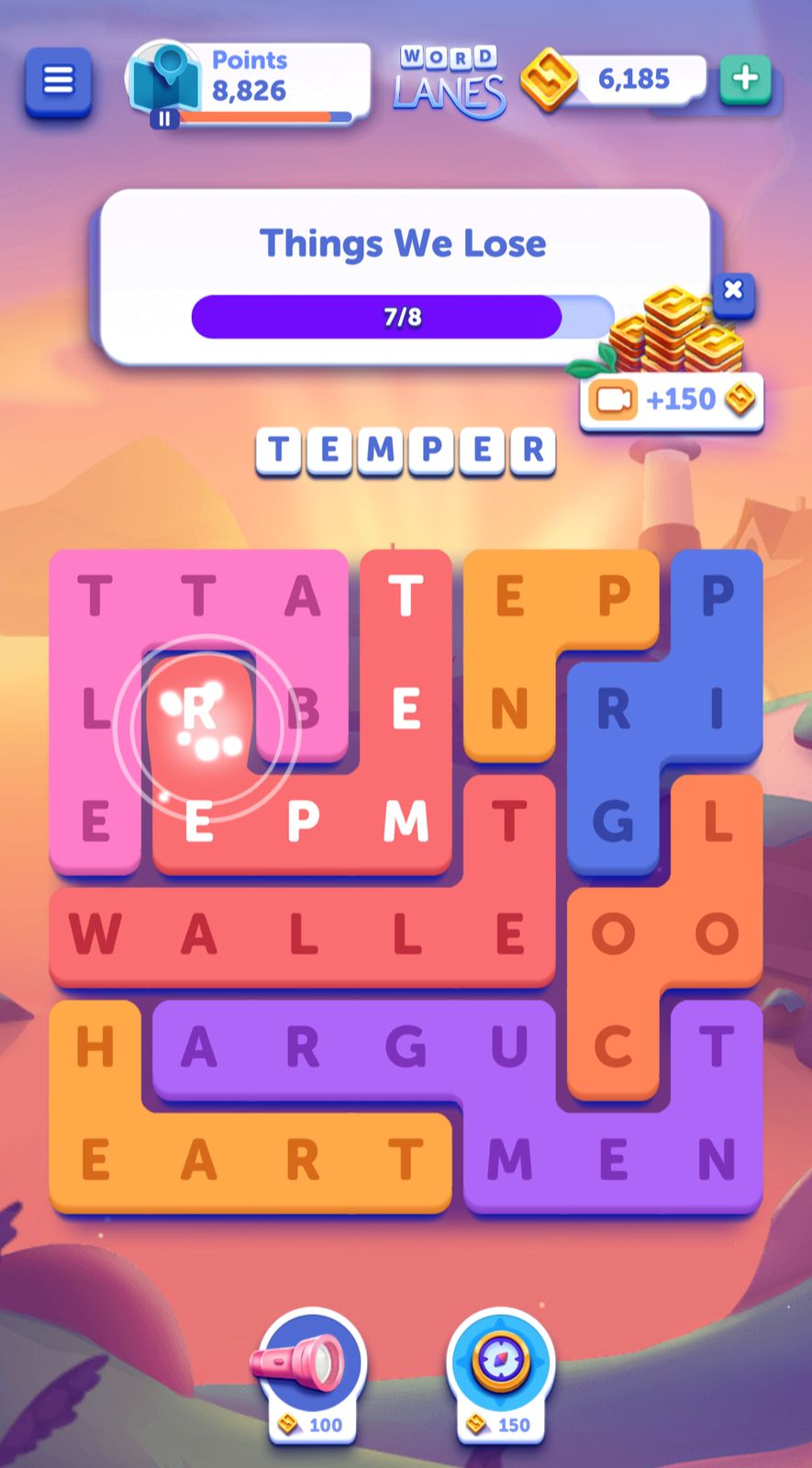 Word puzzle game, finding words in grid.
