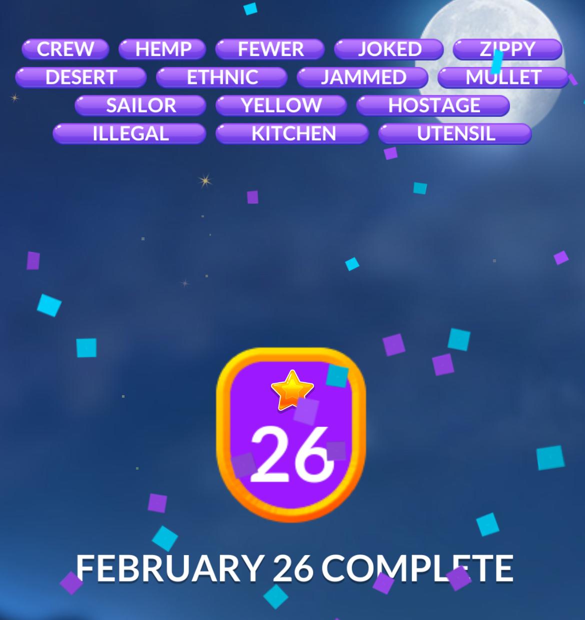 Word game February 26 complete.