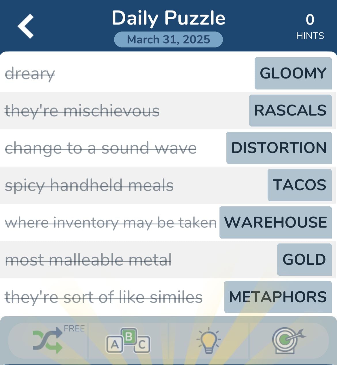 7 Little Word s March 31 2025