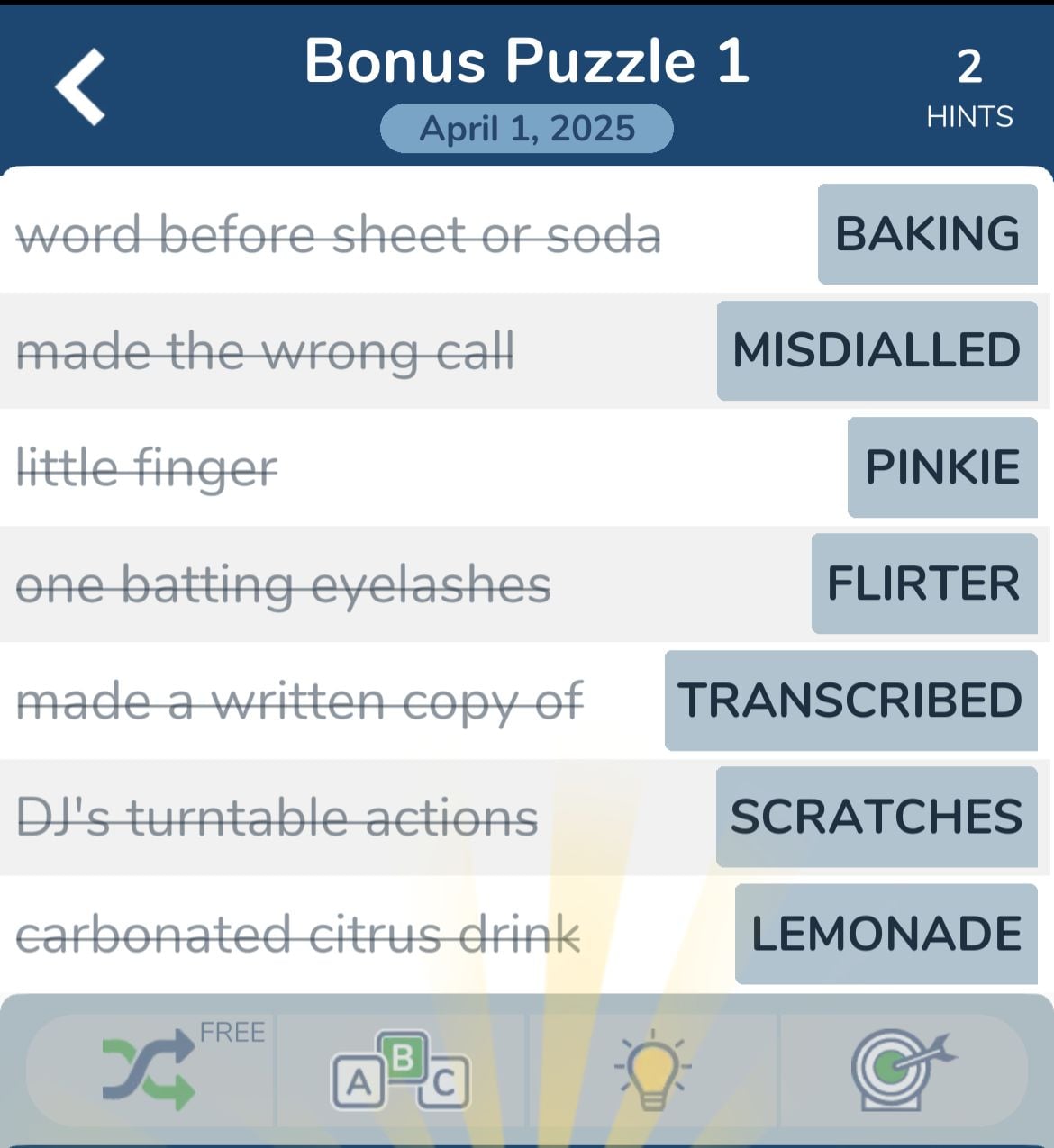 7 Little Words April 1 2025 Bonus 1