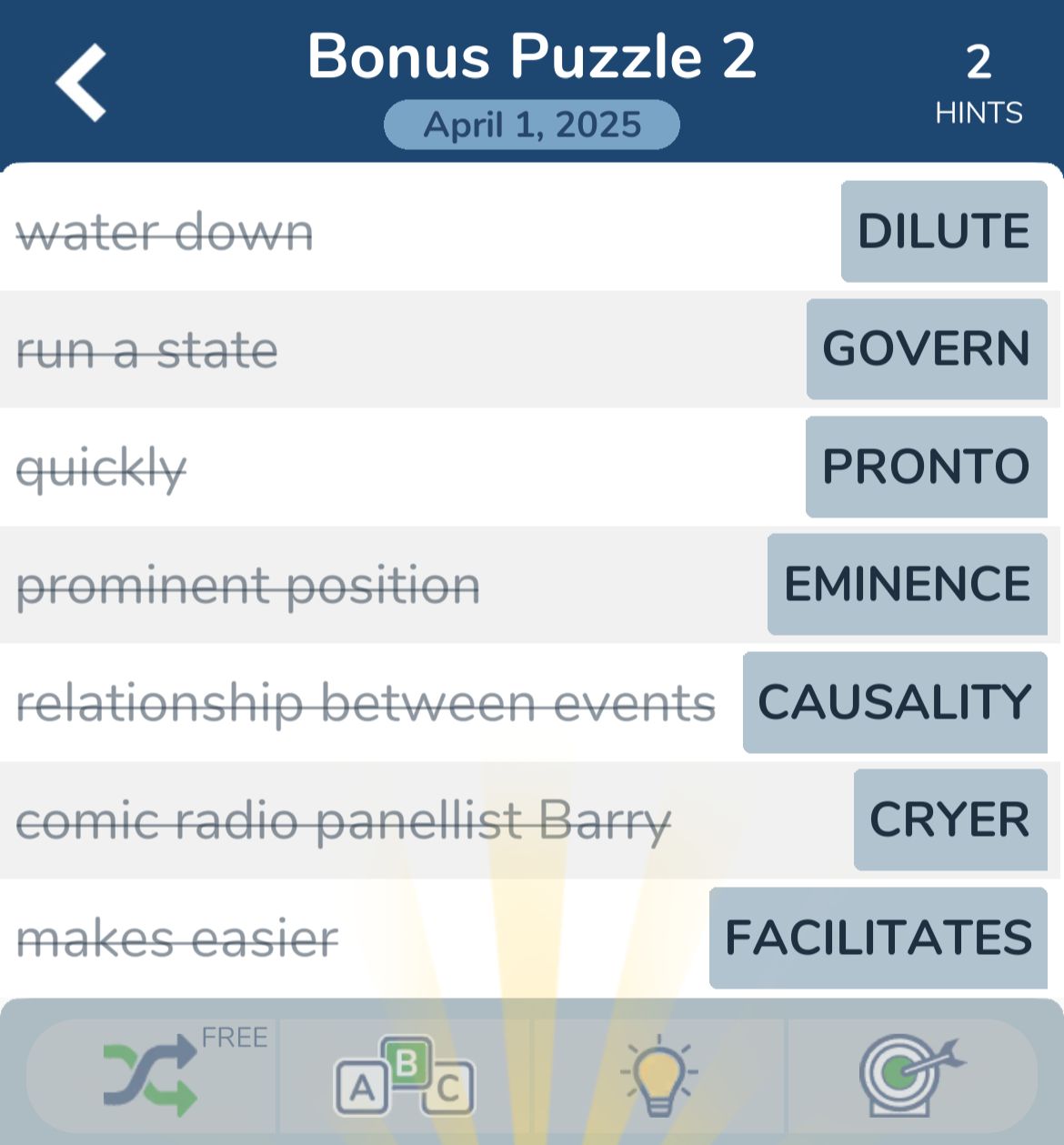 7 Little Words April 1 2025 Bonus 2