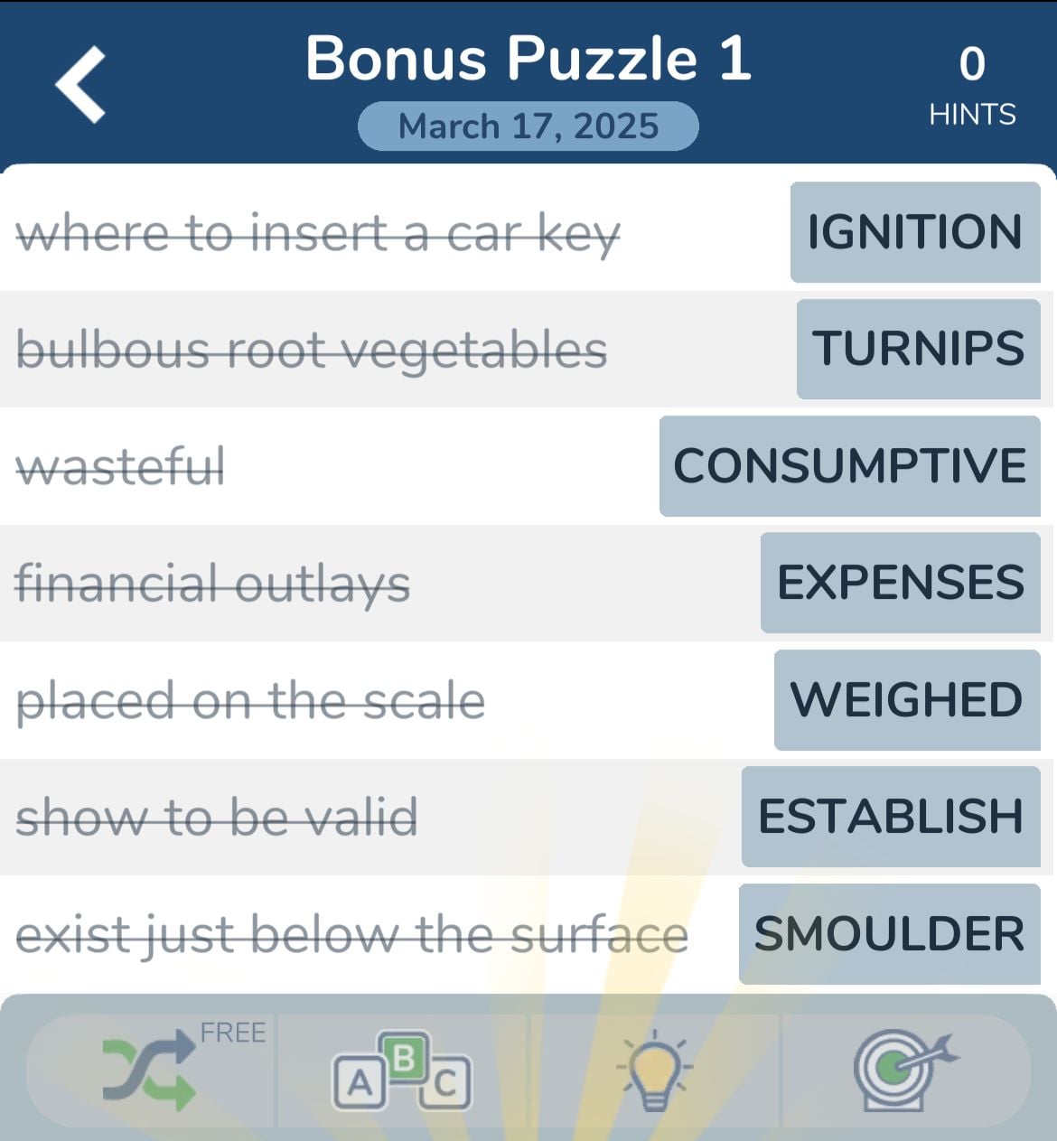 7 Little Words March 17 2025 Bonus 1