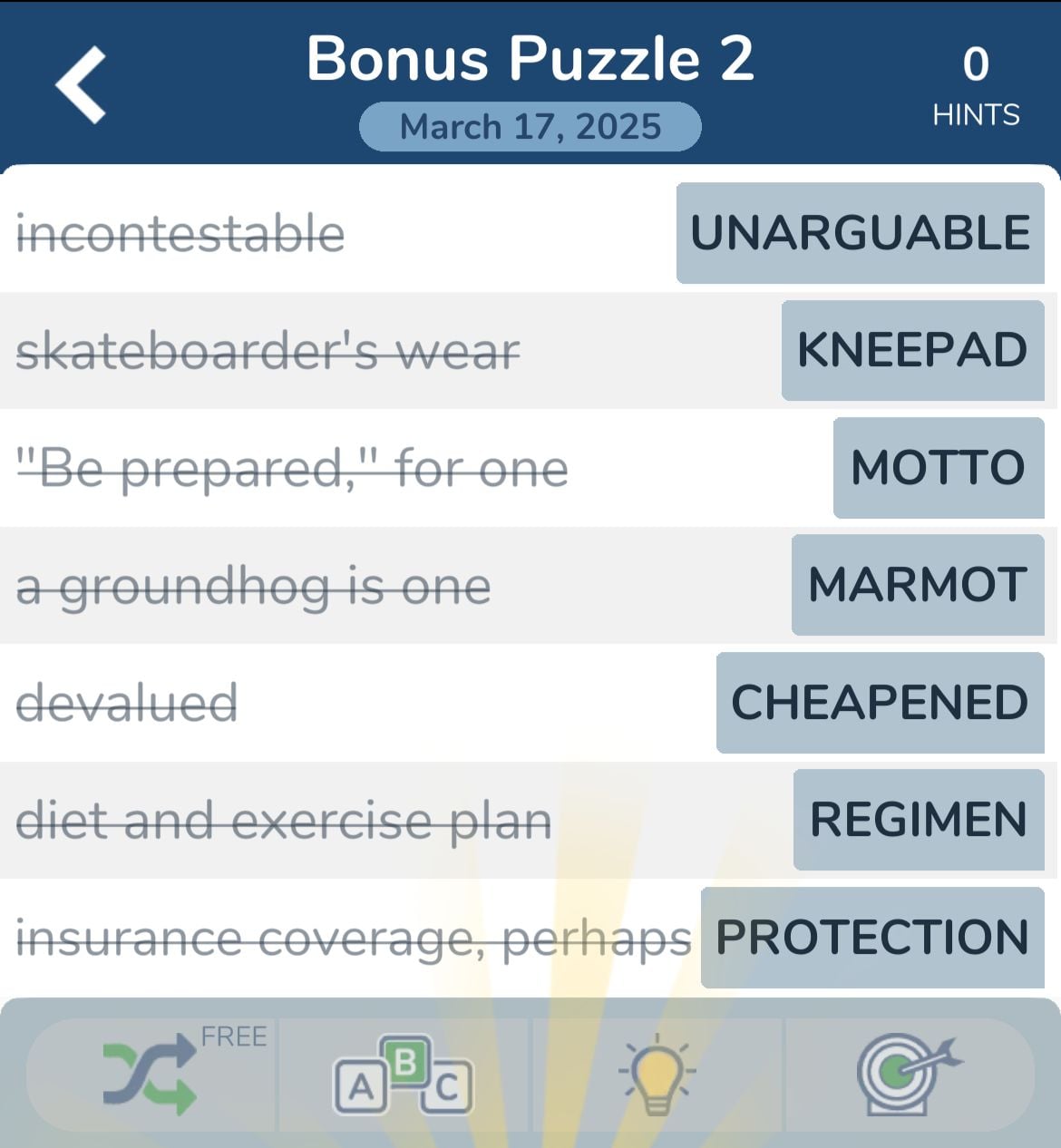 7 Little Words March 17 2025 Bonus 2