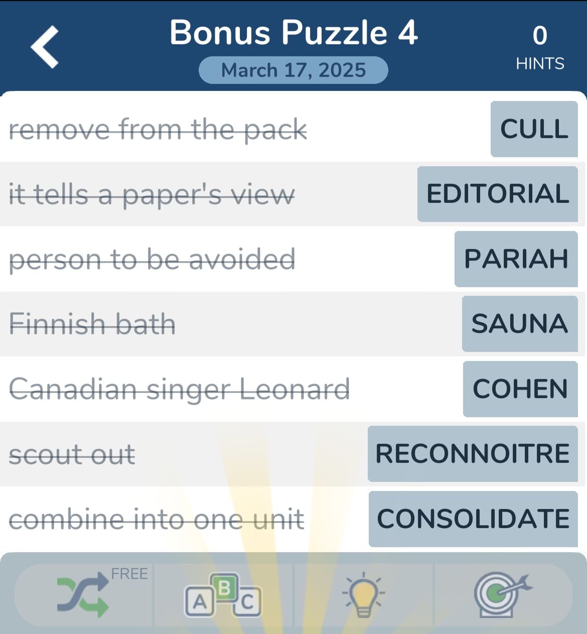 7 Little Words March 17 2025 Bonus 4