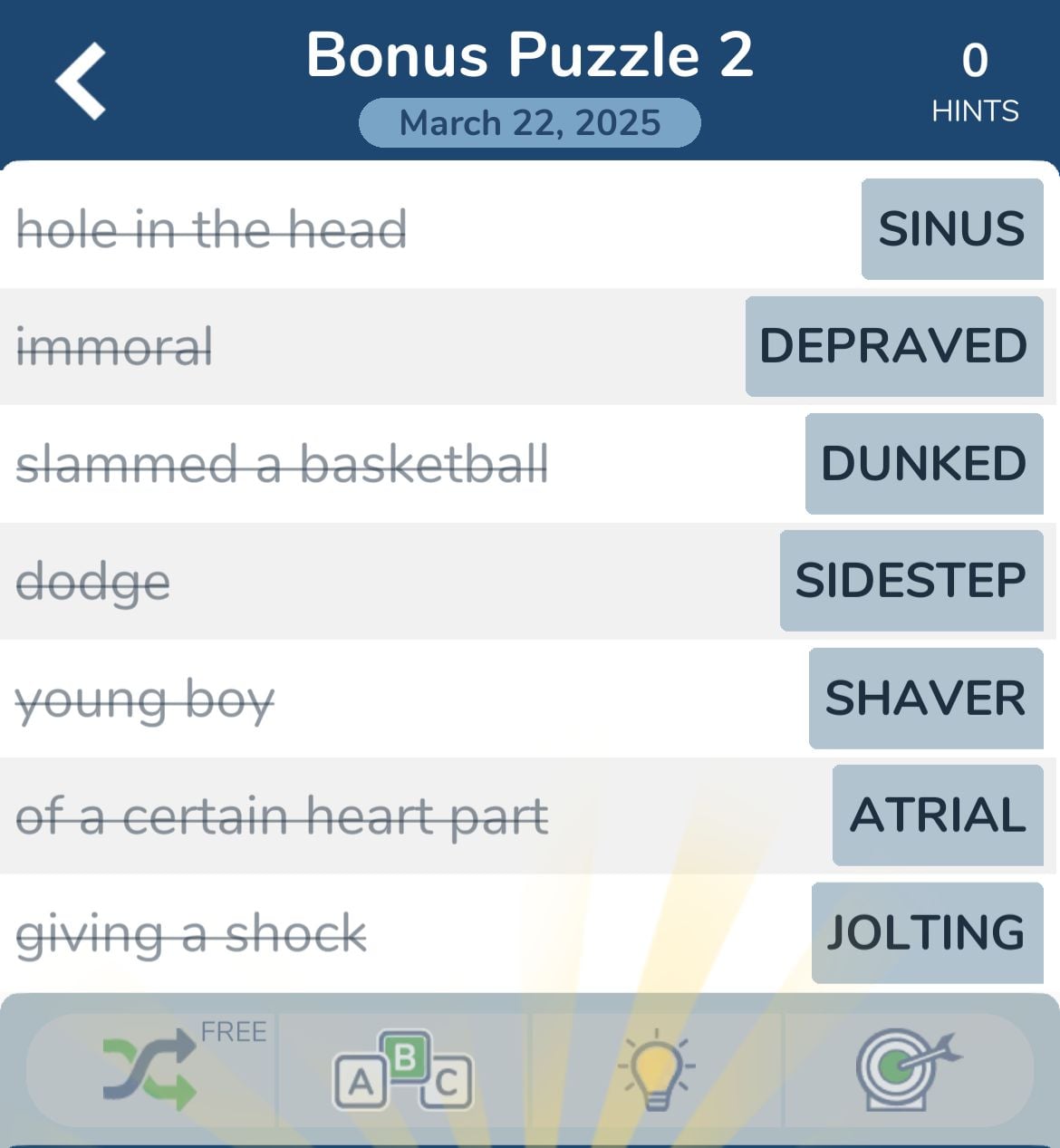 7 Little Words March 22 2025 Bonus 2