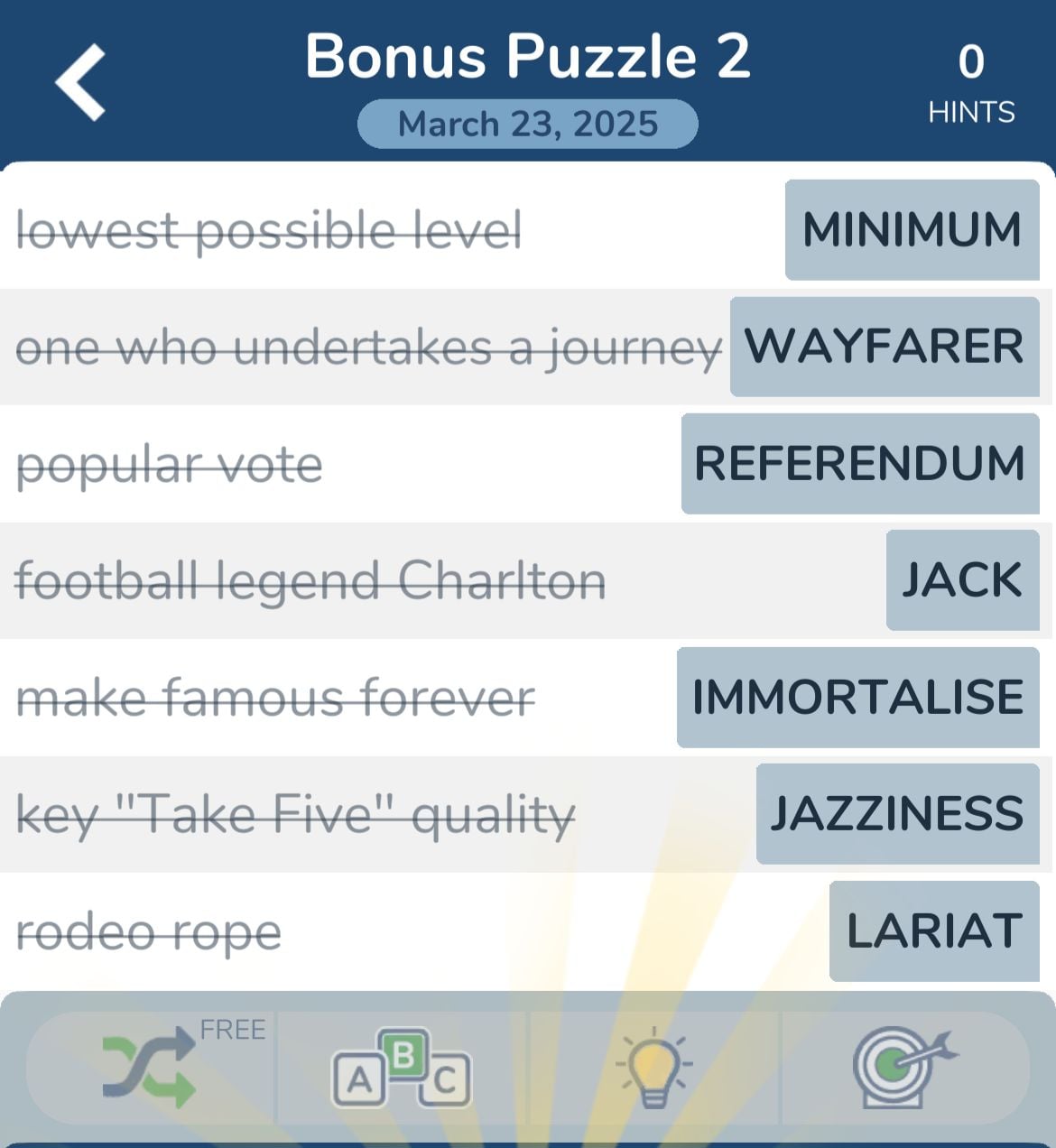 7 Little Words March 23 2025 Bonus 2