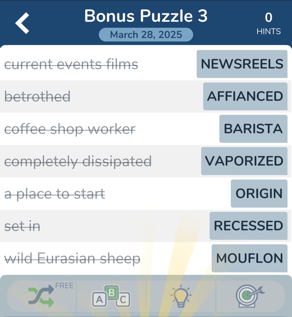 7 Little Words March 28 2025 Bonus 3