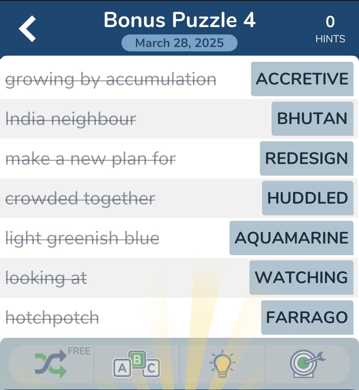 7 Little Words March 28 2025 Bonus 4
