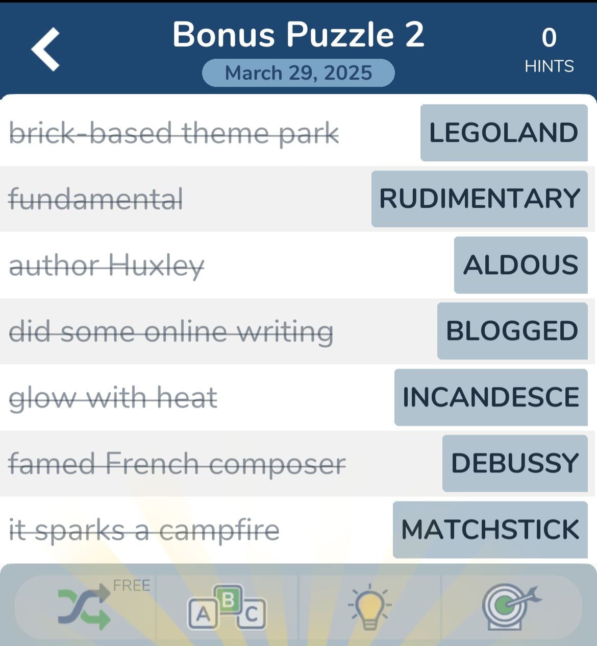 7 Little Words March 29 2025 Bonus 2