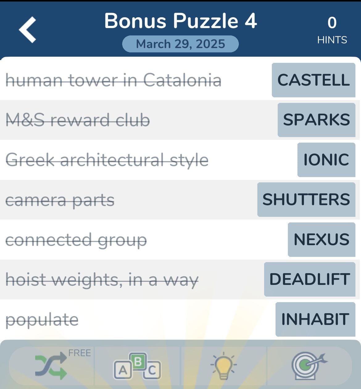 7 Little Words March 29 2025 Bonus 4