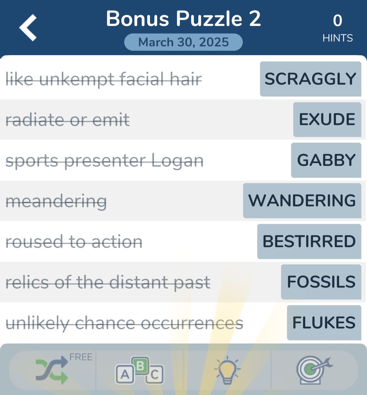 7 Little Words March 30 2025 Bonus 2
