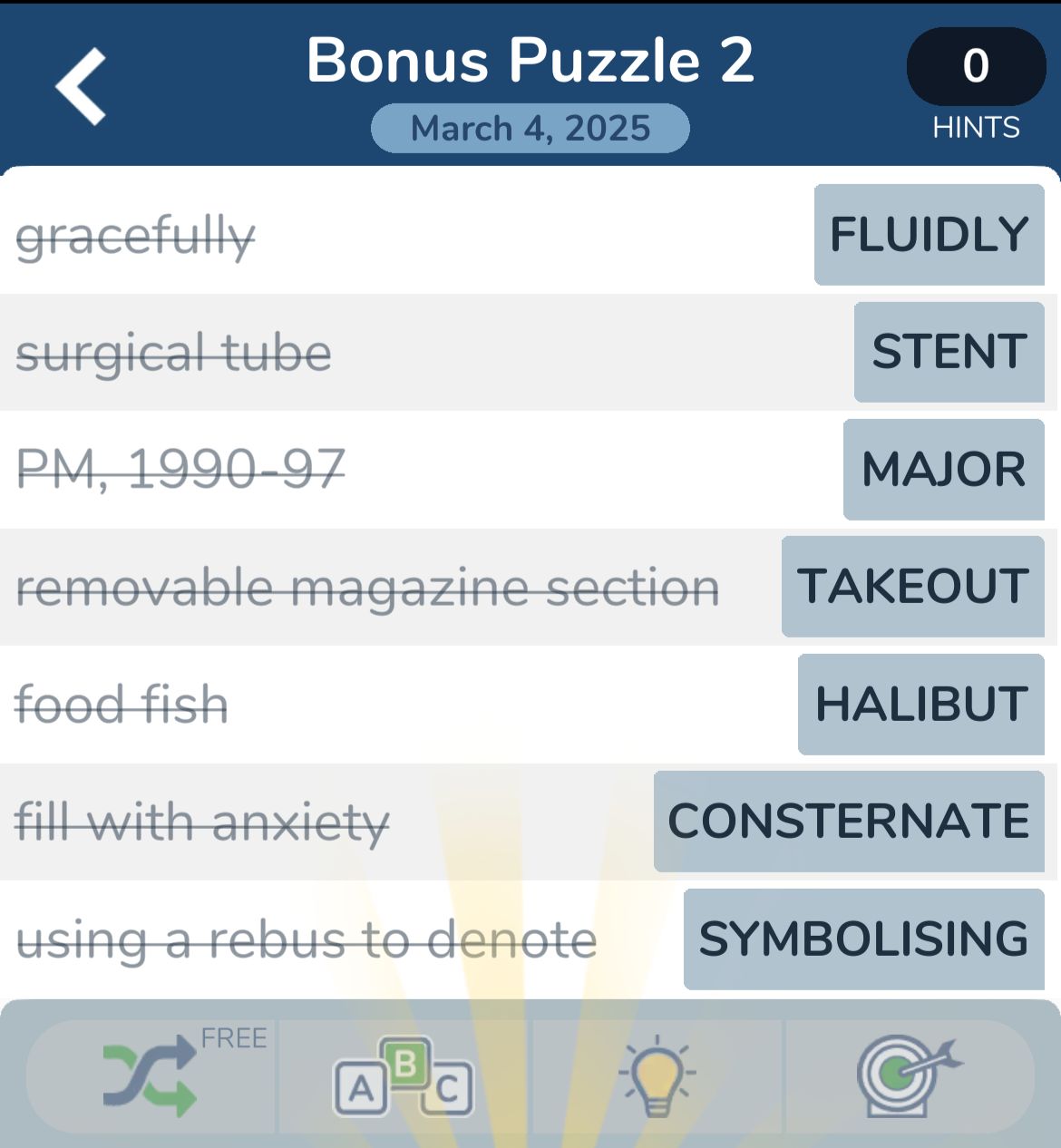 Crossword puzzle with clues and answers.