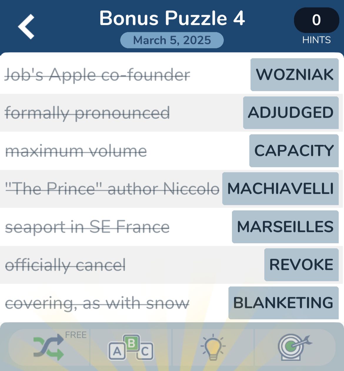 Crossword puzzle with clues and answers.