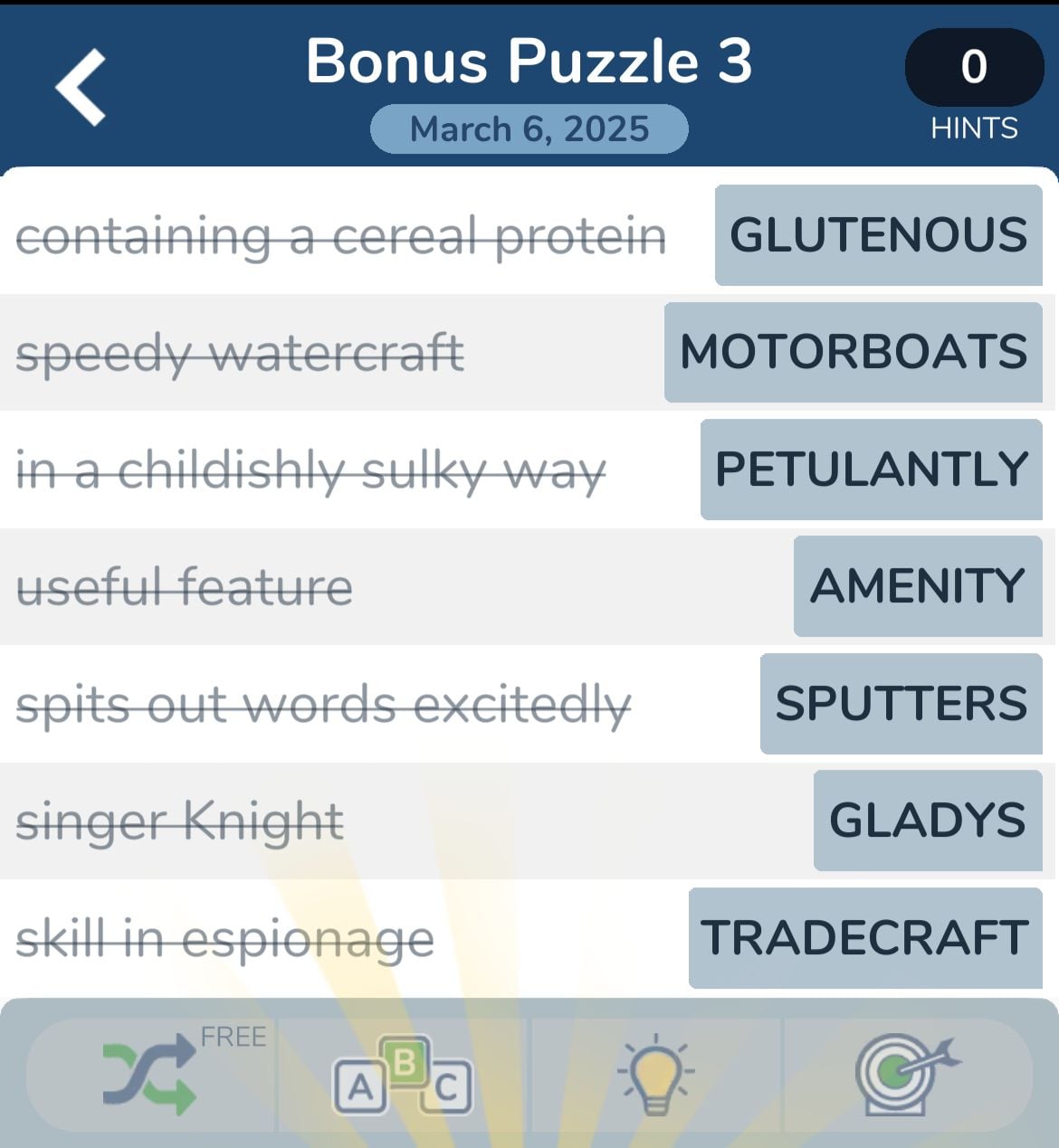 Crossword puzzle with solution words highlighted.